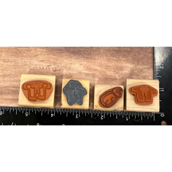 Set Of 4 Baby-Themed Rubber Stamps On Wooden Blocks Delta & Stampendous - Picture 2 of 8